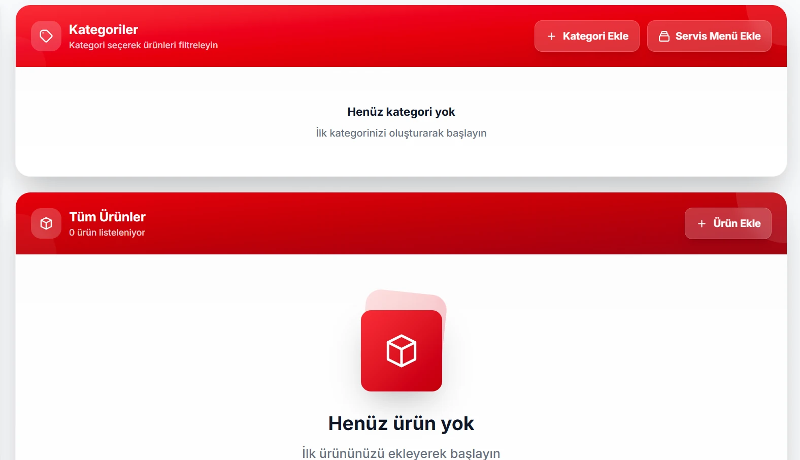 Menünüzü Sisteme Ekleyin